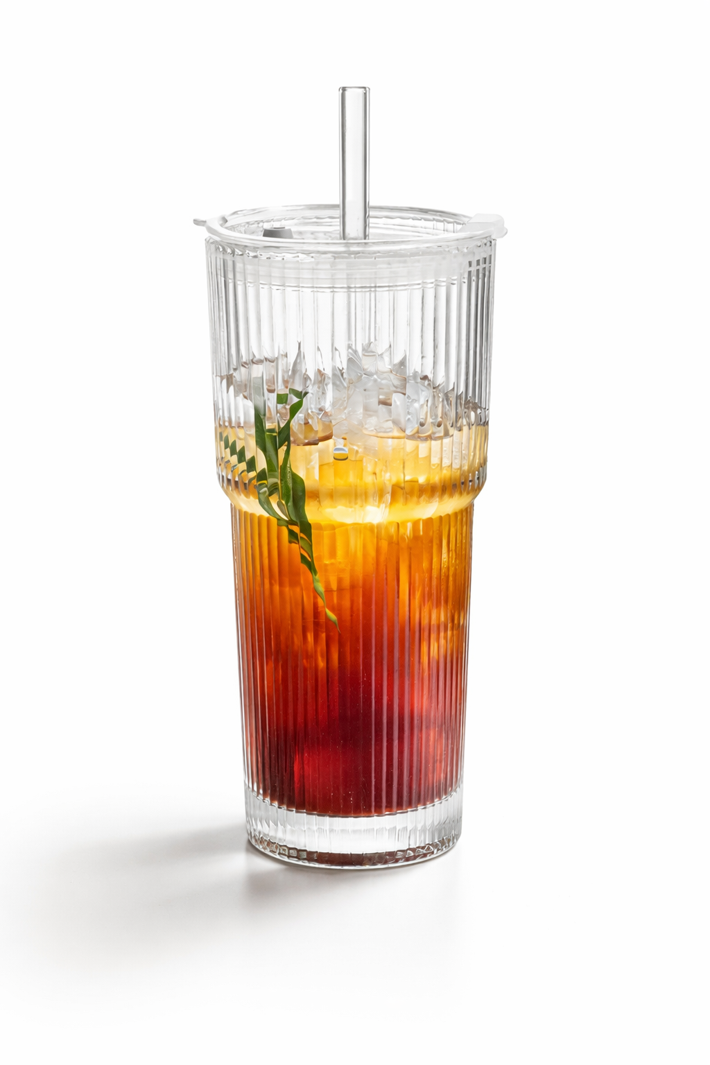 Glass Cup with Lid & Straw