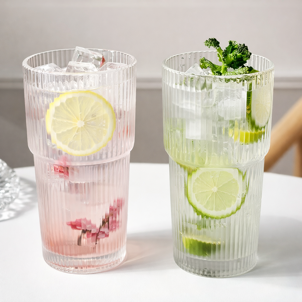 Glass Cup with Lid & Straw
